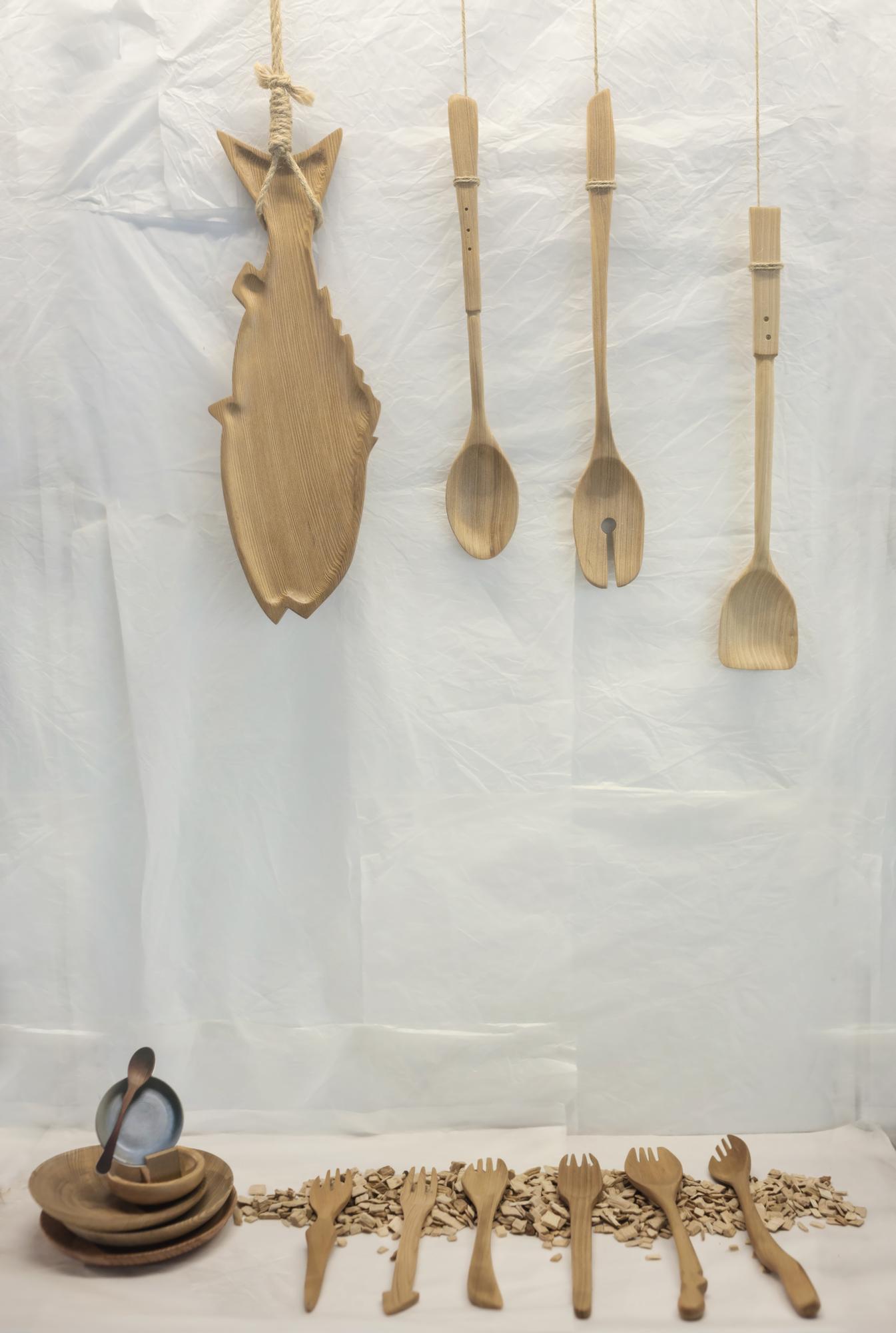 Bright workshop corner with utensils and paper-like surface